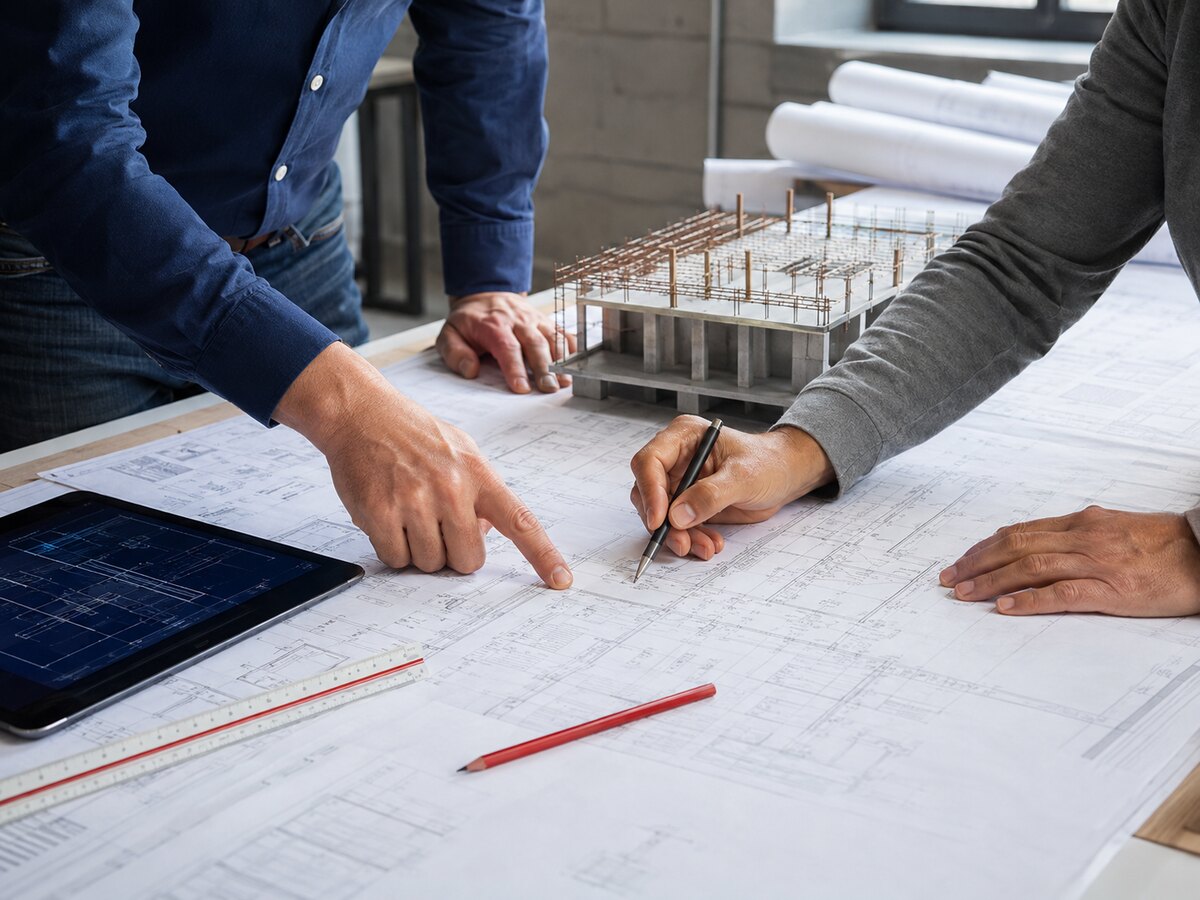 Professionelle Bauplanung anhand von technischen Zeichnungen